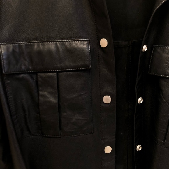 TOPSHOP | Leather Button up shirt jacket - Picture 5 of 8